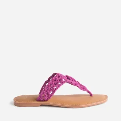 Texto Mules/Tongs^Mule-tong rose en macramé FUCHSIA