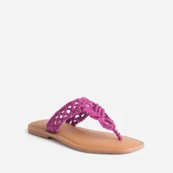 Texto Mules/Tongs^Mule-tong rose en macramé FUCHSIA