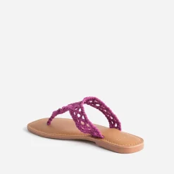 Texto Mules/Tongs^Mule-tong rose en macramé FUCHSIA