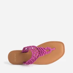 Texto Mules/Tongs^Mule-tong rose en macramé FUCHSIA