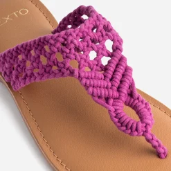 Texto Mules/Tongs^Mule-tong rose en macramé FUCHSIA