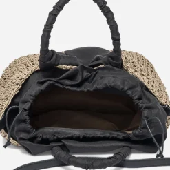 Eram Sacs Cabas^Panier foncé tressé à anses noires BEIGE