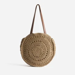 Eram Sacs Cabas^Panier rond foncé paille papier BEIGE