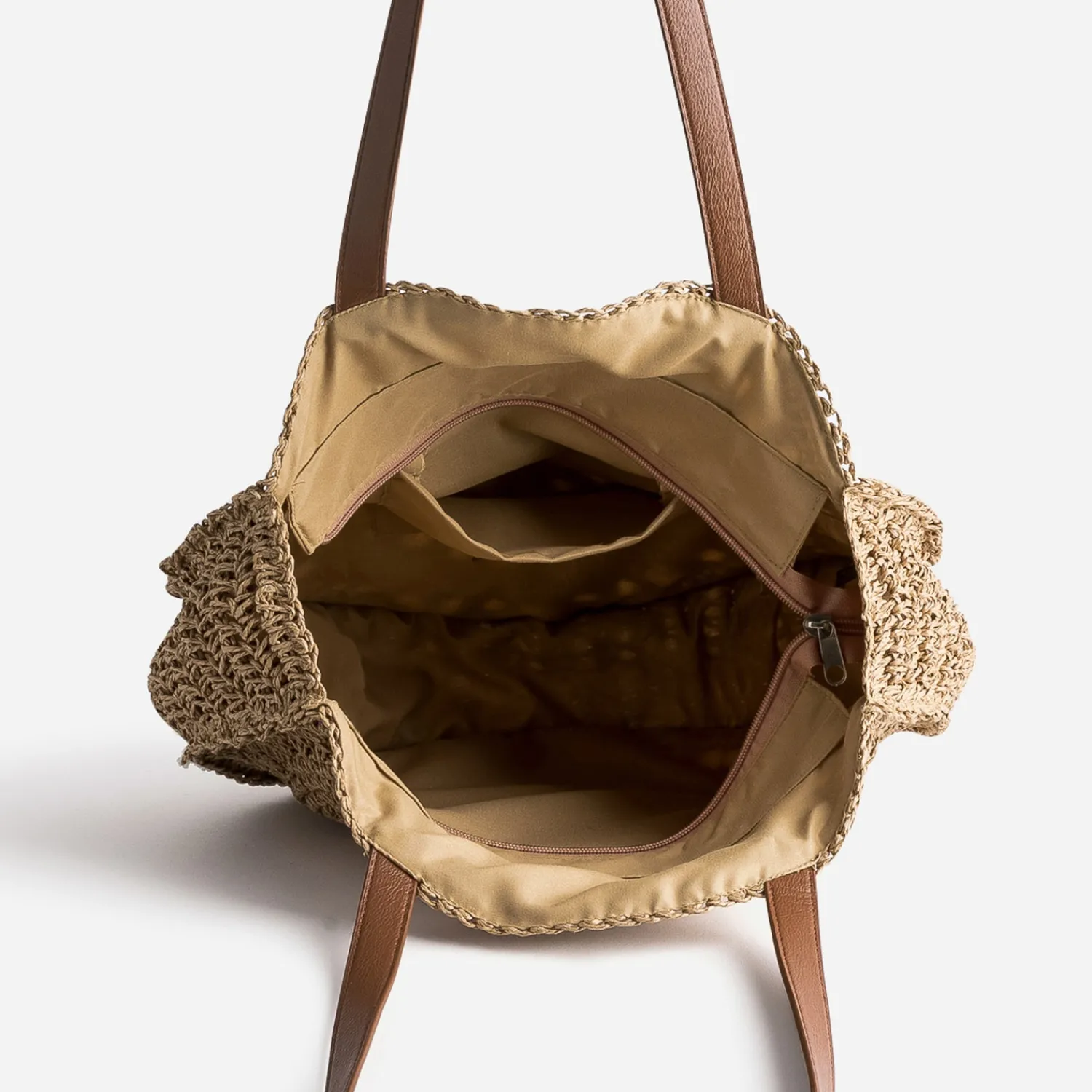 Eram Sacs Cabas^Panier rond foncé paille papier BEIGE