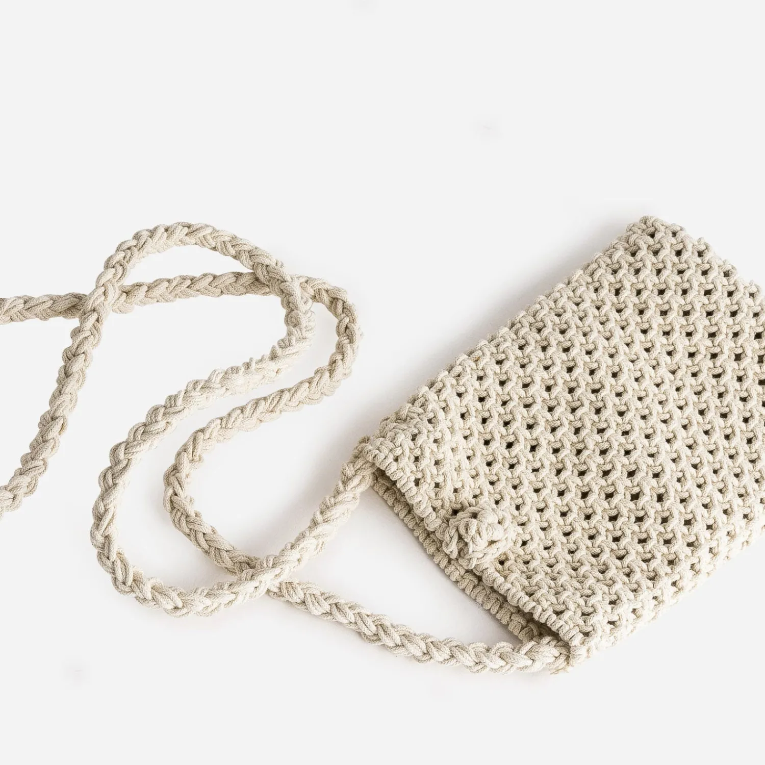 Texto Petite Maroquinerie^Pochette à téléphone en macramé BEIGE