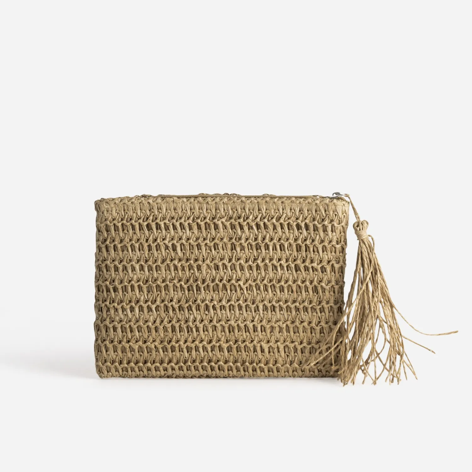 Eram Petite Maroquinerie^Pochette paille papier détails fleurs BEIGE