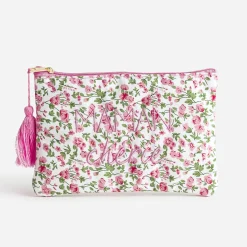 Eram Pochettes|Petite Maroquinerie^Pochette blanche fleurie à message brodé MULTICOLORE