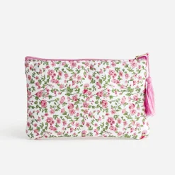 Eram Pochettes|Petite Maroquinerie^Pochette blanche fleurie à message brodé MULTICOLORE