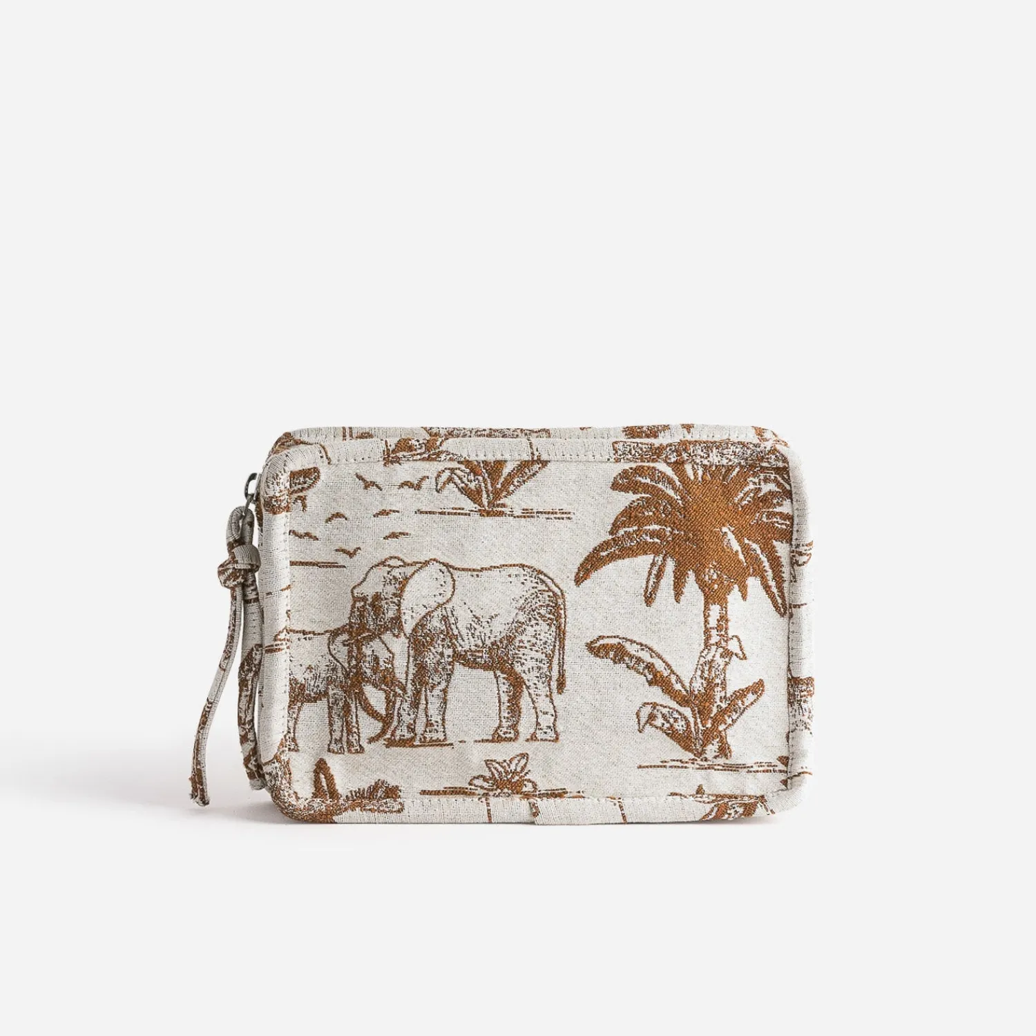 Texto Petite Maroquinerie^Pochette camel jacquard à motif éléphants BEIGE