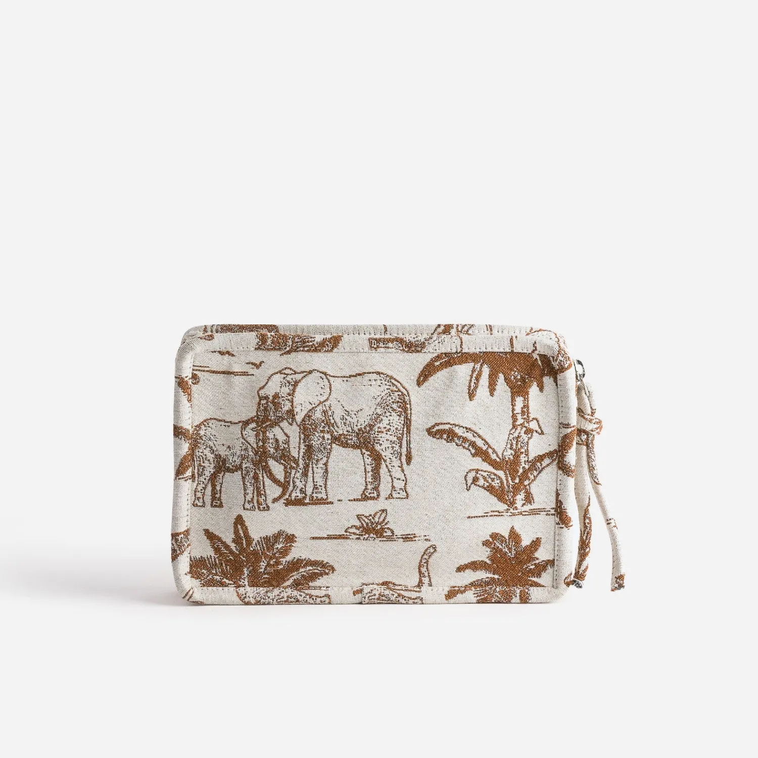 Texto Petite Maroquinerie^Pochette camel jacquard à motif éléphants BEIGE