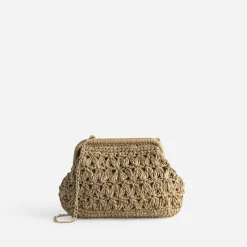 Eram Sacs À Main^Pochette minaudière façon raphia tressé BEIGE