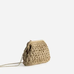 Eram Sacs À Main^Pochette minaudière façon raphia tressé BEIGE