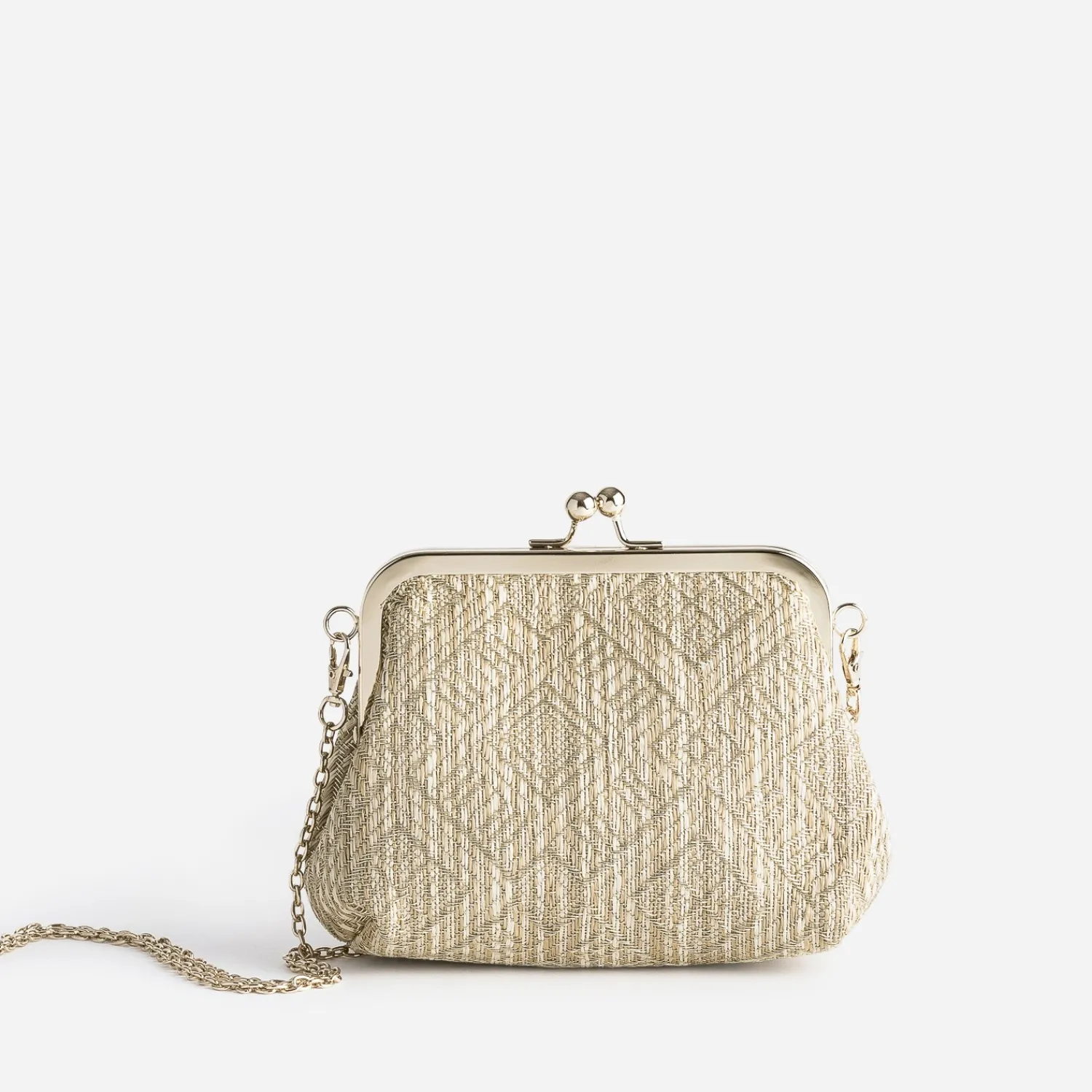 Eram Sacs À Main^Pochette minaudière paille écru brodé OR