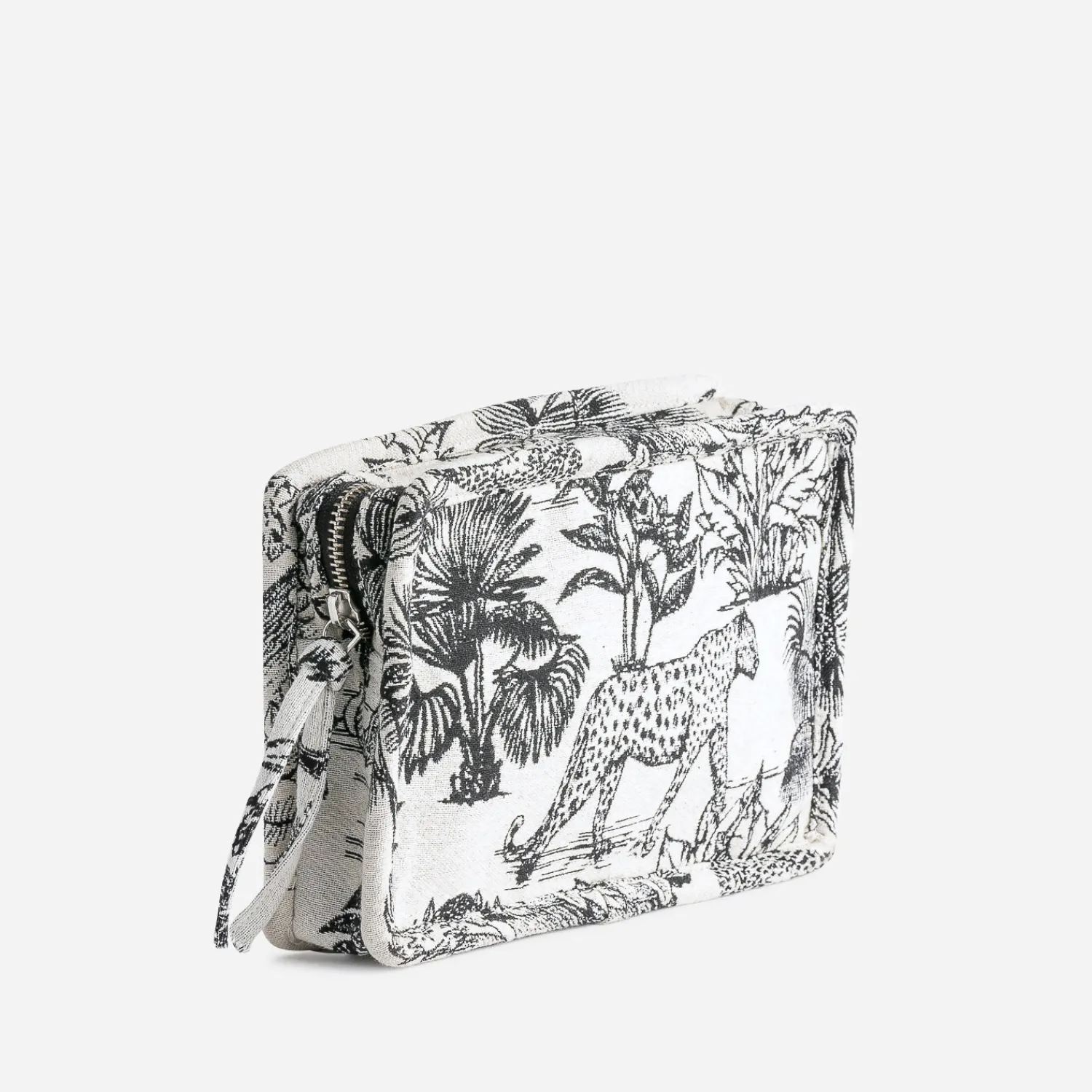 Texto Pochettes|Petite Maroquinerie^Pochette e jacquard à motif jungle NOIR