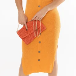 Eram Pochettes|Sacs À Main^Pochette souple en paille ORANGE