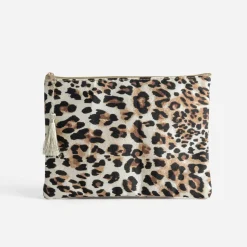 Texto Petite Maroquinerie^Pochette beige imprimé léopard MARRON