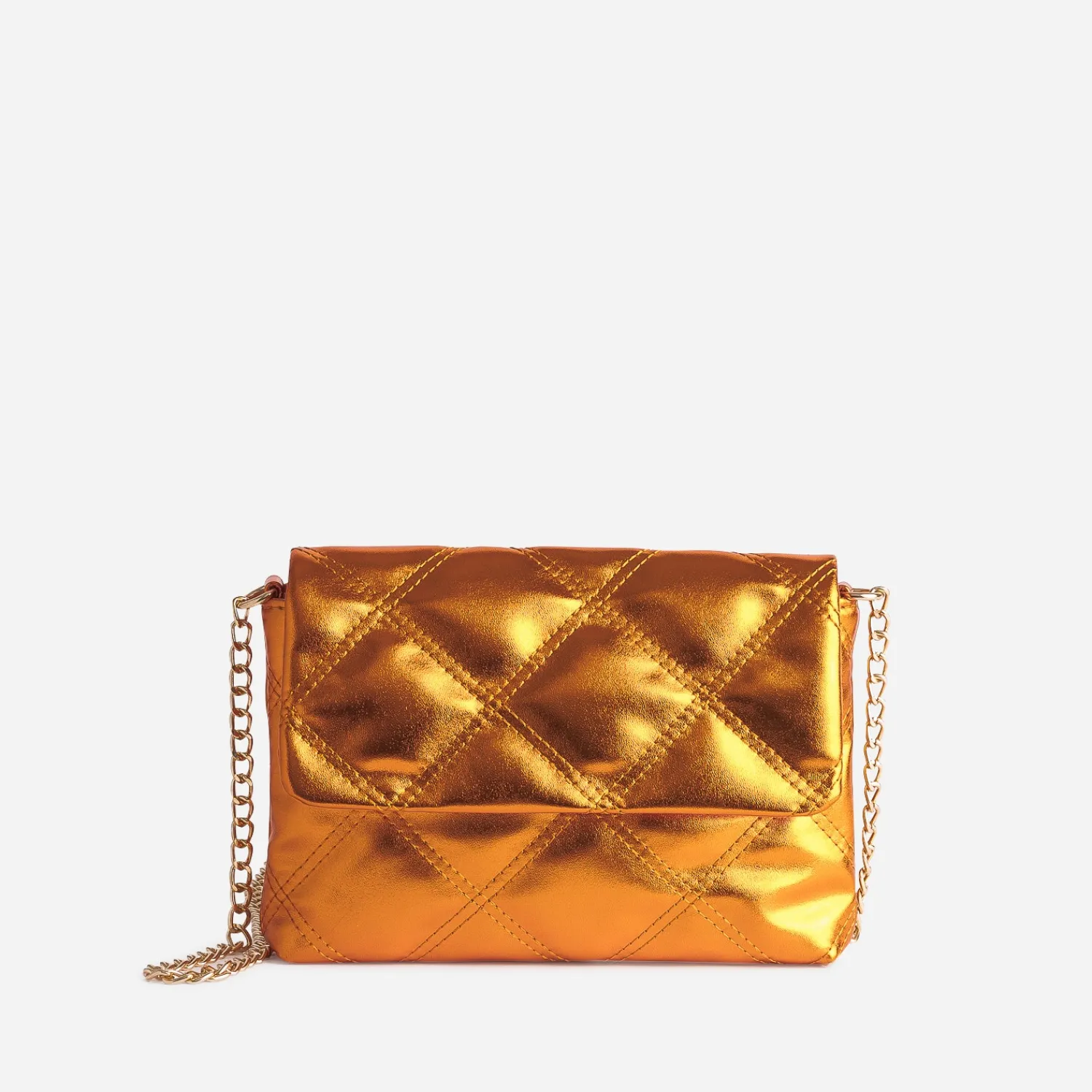 Texto Sacs À Main^Pochette métallisé matelassée ORANGE