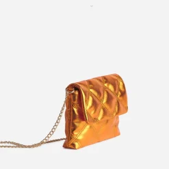 Texto Sacs À Main^Pochette métallisé matelassée ORANGE