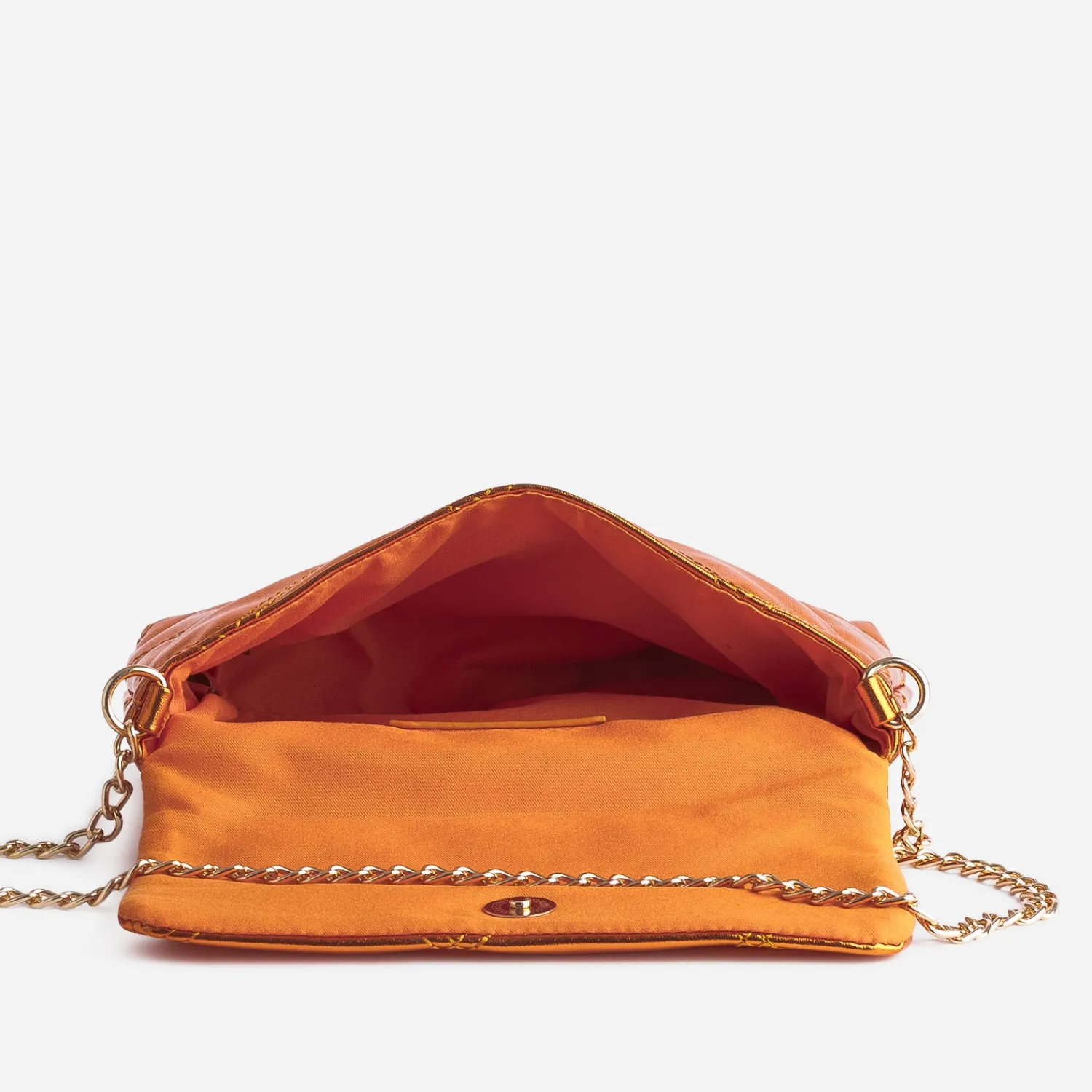 Texto Sacs À Main^Pochette métallisé matelassée ORANGE