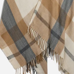 Eram Ponchos|Echarpes & Foulards^Poncho , écru, gris à motif carreaux CAMEL