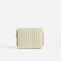 Eram Petite Maroquinerie^Ptefeuille beige tressé intérieur camel OR