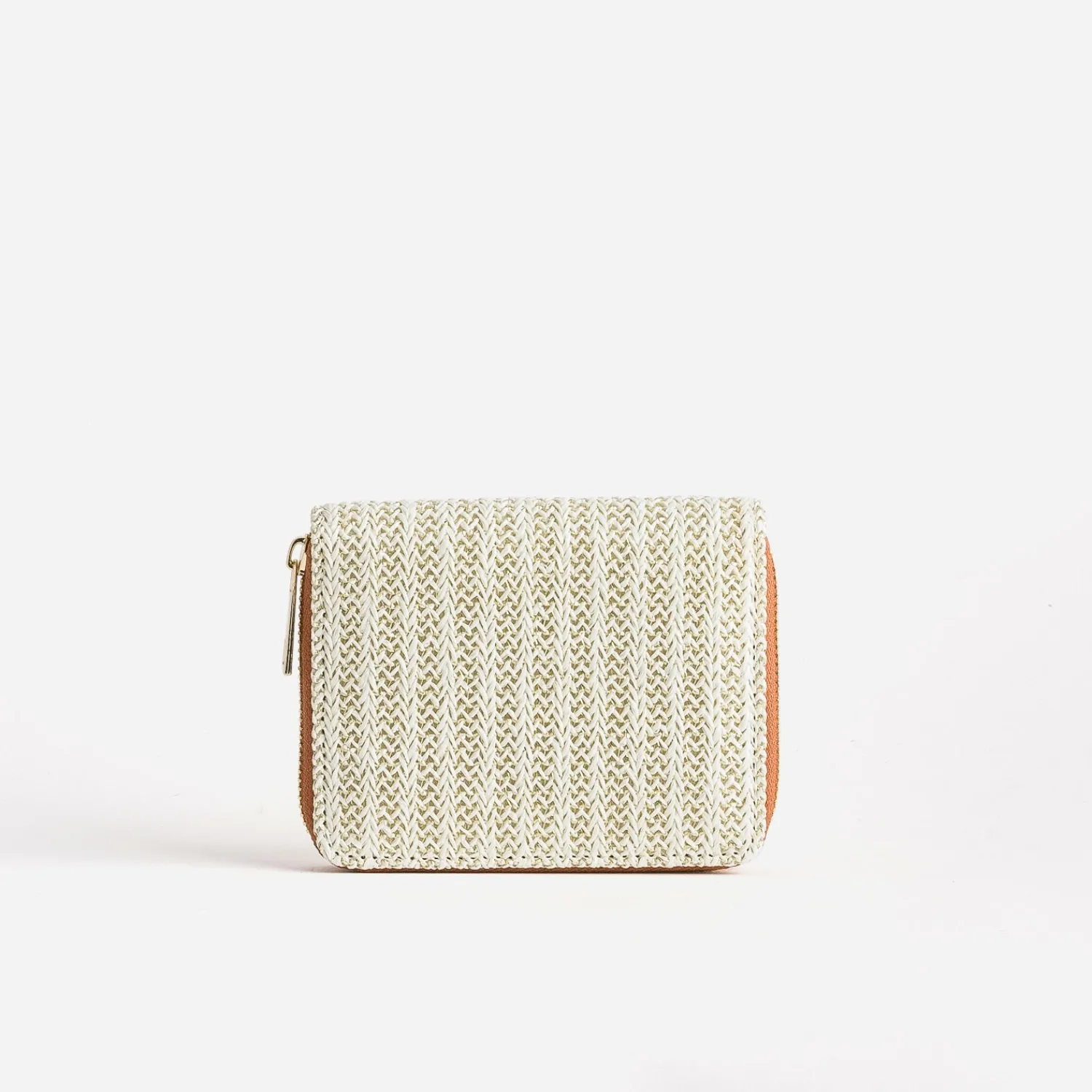 Eram Petite Maroquinerie^Ptefeuille beige tressé intérieur camel OR