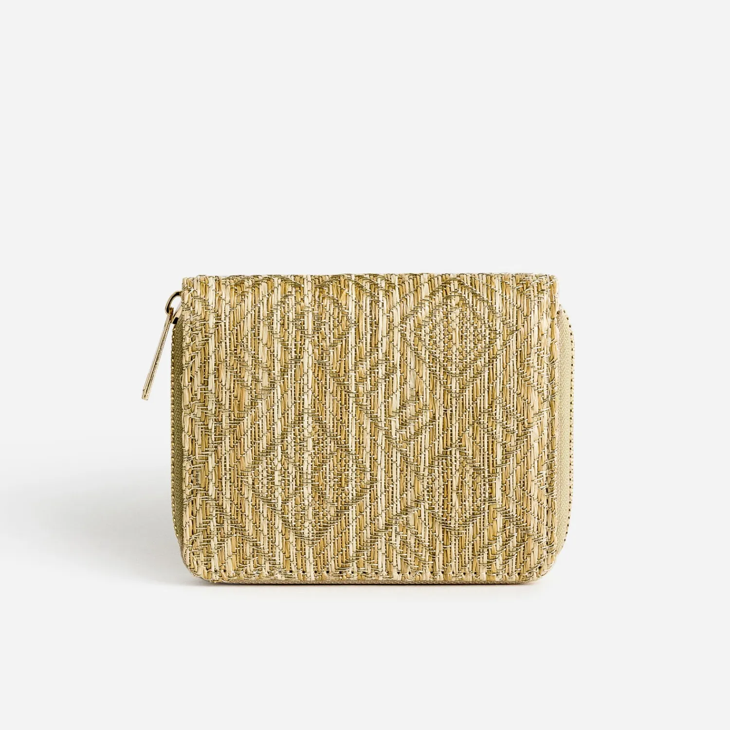 Eram Petite Maroquinerie^Pte-monnaie beige effet raphia brodé OR