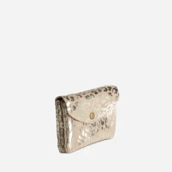 Texto Capsule Maroquinerie Cuir|Petite Maroquinerie^Porte-monnaie cuir velours motif doré BEIGE