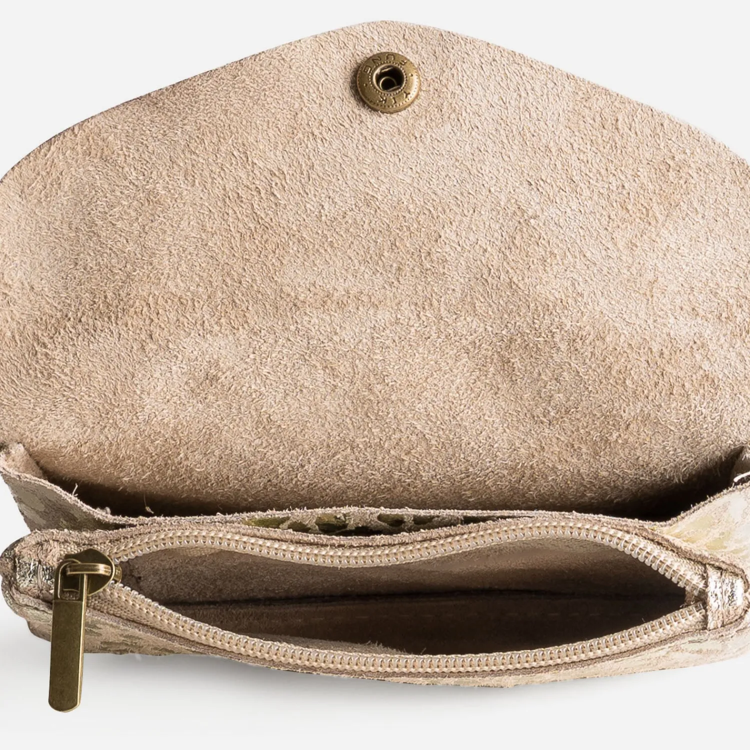 Texto Capsule Maroquinerie Cuir|Petite Maroquinerie^Porte-monnaie cuir velours motif doré BEIGE