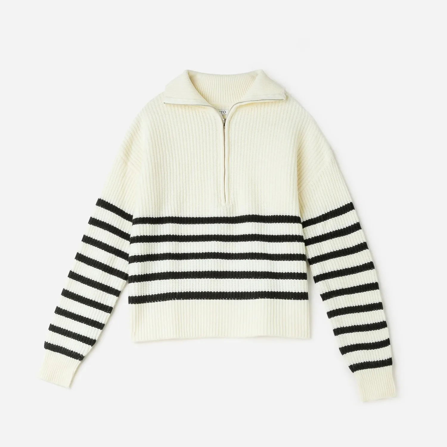 Texto Pulls^Pull marinière écru tricot à col camionneur BLANC