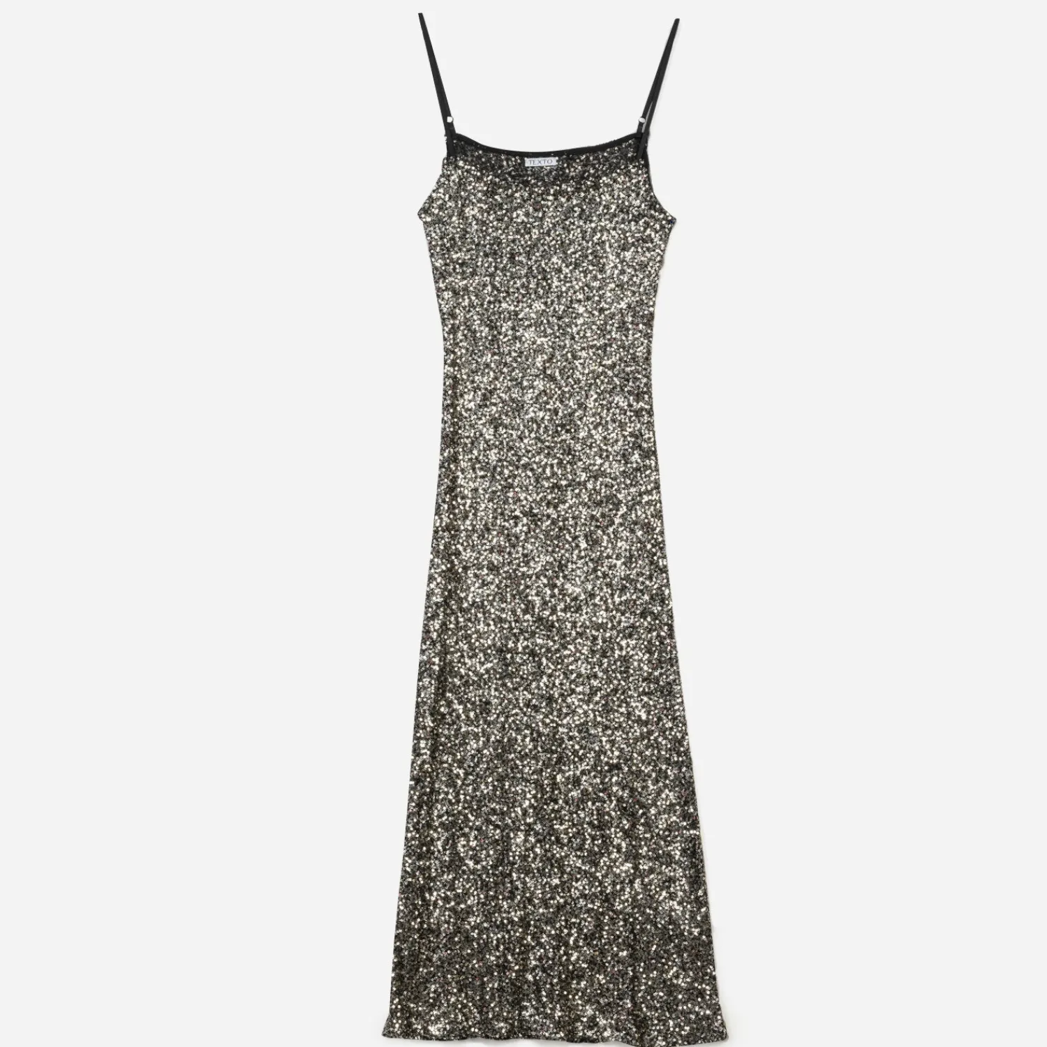 Texto Robes^Robe longue e sequins argentés NOIR