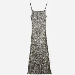 Texto Robes^Robe longue e sequins argentés NOIR