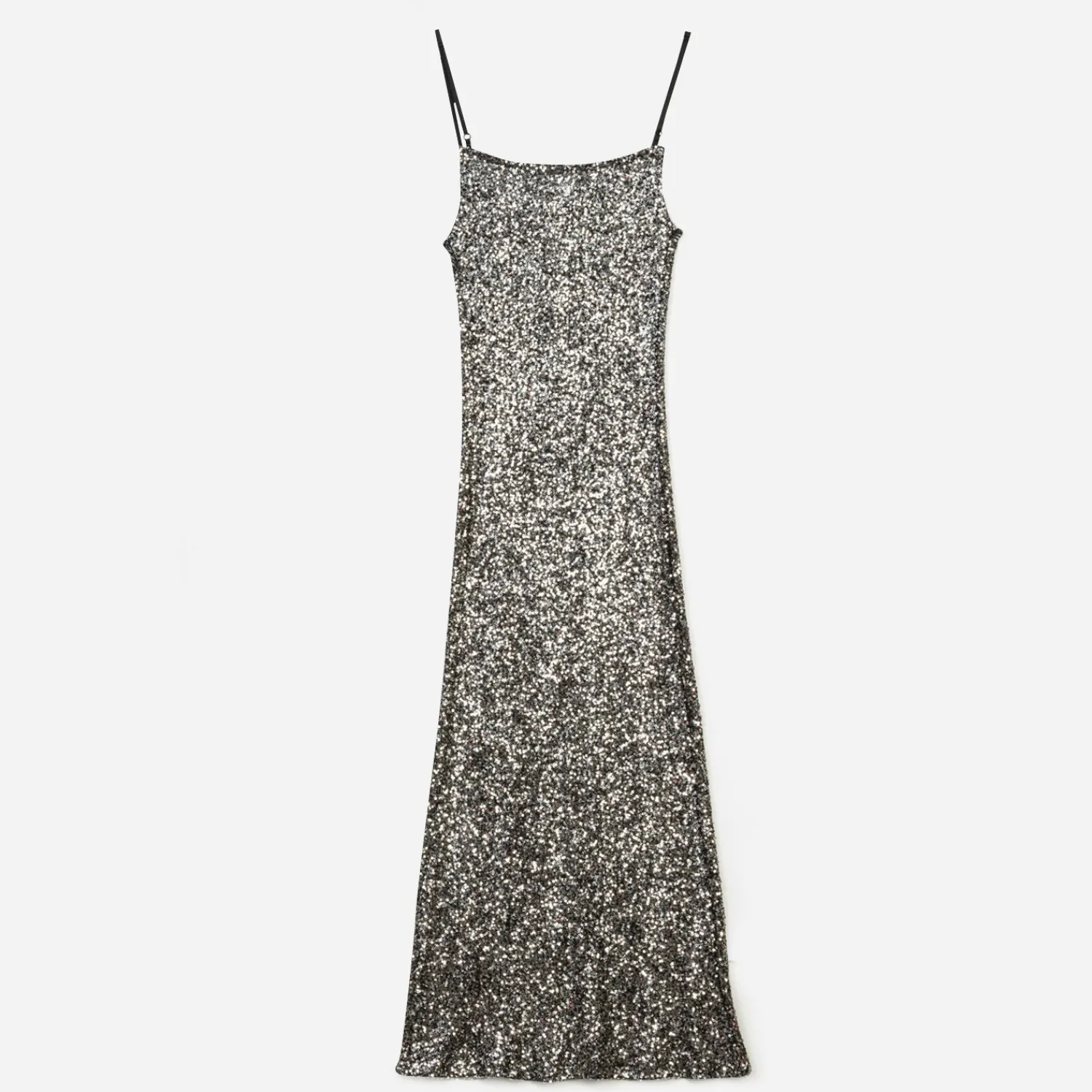 Texto Robes^Robe longue e sequins argentés NOIR