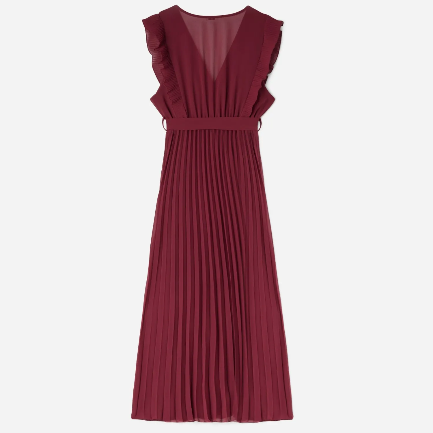Texto Robes^Robe longue rouge foncé plissée BORDEAUX