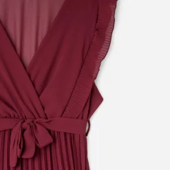 Texto Robes^Robe longue rouge foncé plissée BORDEAUX