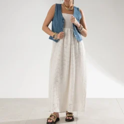 Texto Robes^Robe écrue en broderie anglaise ECRU