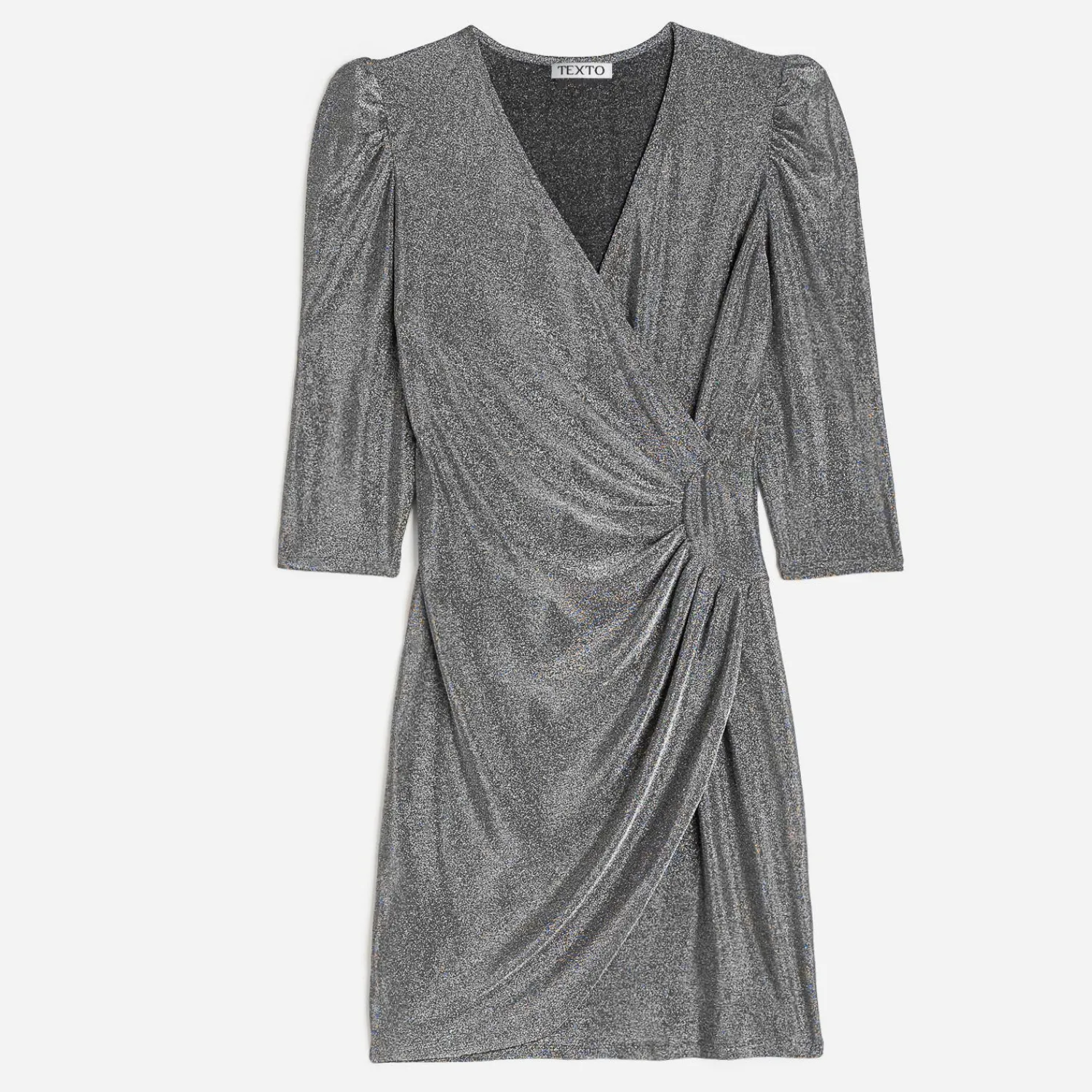 Texto Robes^Robe grise métallisée drapée ARGENT