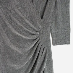 Texto Robes^Robe grise métallisée drapée ARGENT