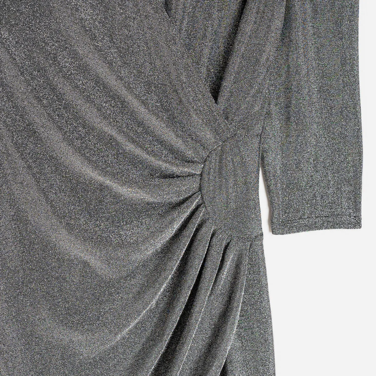 Texto Robes^Robe grise métallisée drapée ARGENT