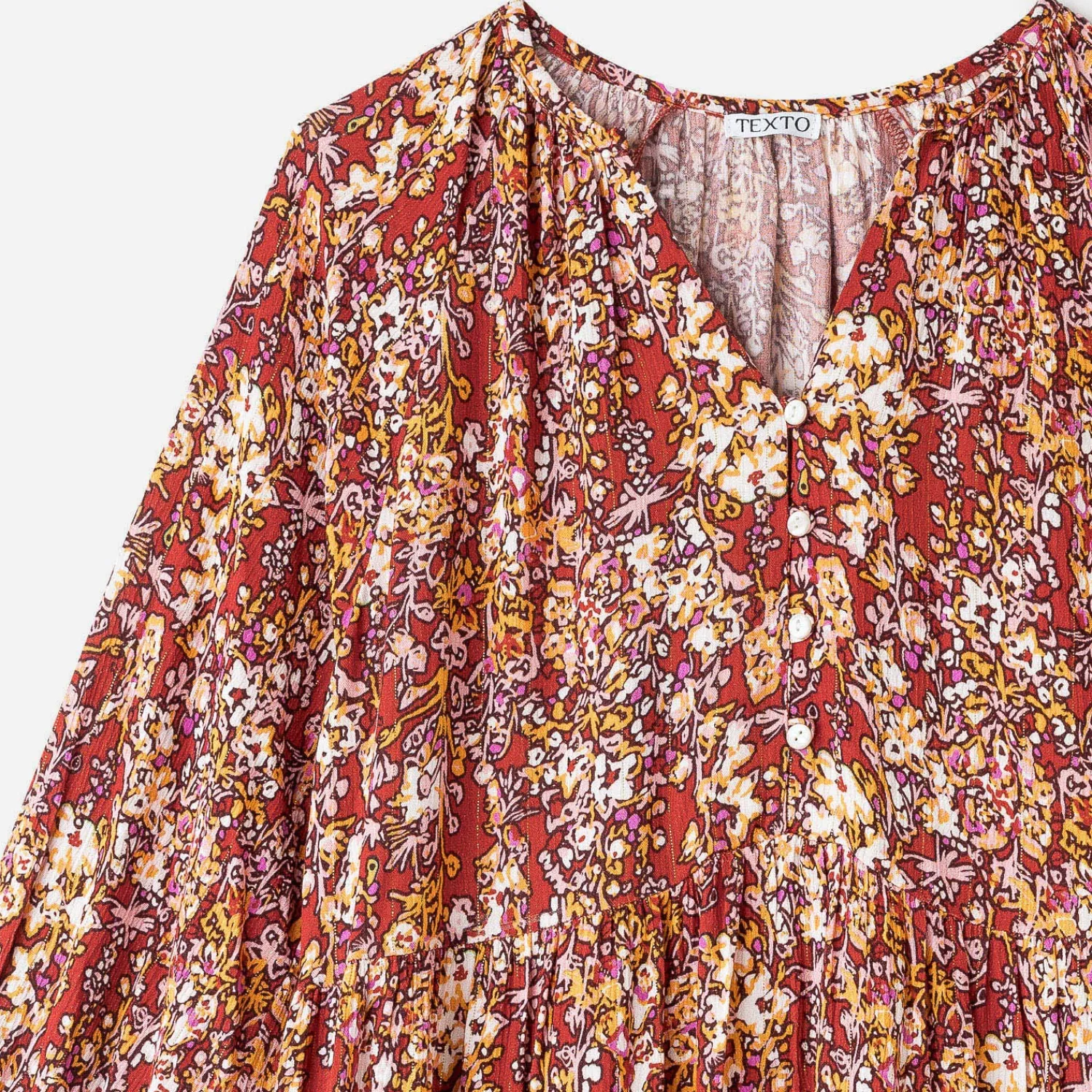 Texto Robes^Robe rouille à imprimé fleuri ORANGE