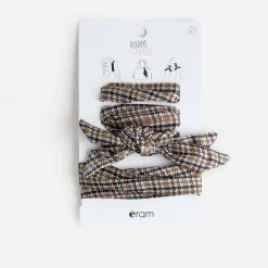 Eram Autres Accessoires^Rubans-foulards TEXTO à motif pied-de-poule bleu MULTICOLORE