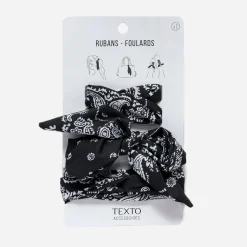 Texto Accessoires^Rubans-foulards s imprimé cachemire NOIR