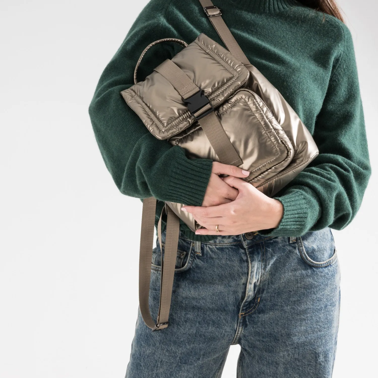Texto Sacs À Dos|Sacs À Main^Sac à dos bronze matelassé MARRON