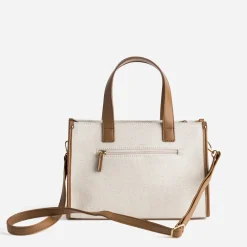 Eram Sacs À Main^Sac à main bi-matière cognac et BEIGE
