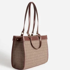 Eram Sacs À Main^Sac à main à motif pied-de-poule COGNAC