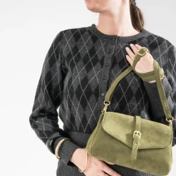 Eram Sacs À Main^Sac à main kaki suédé VERT