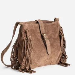 Texto Capsule Maroquinerie Cuir|Sacs À Main^Sac à main cuir velours à franges TAUPE