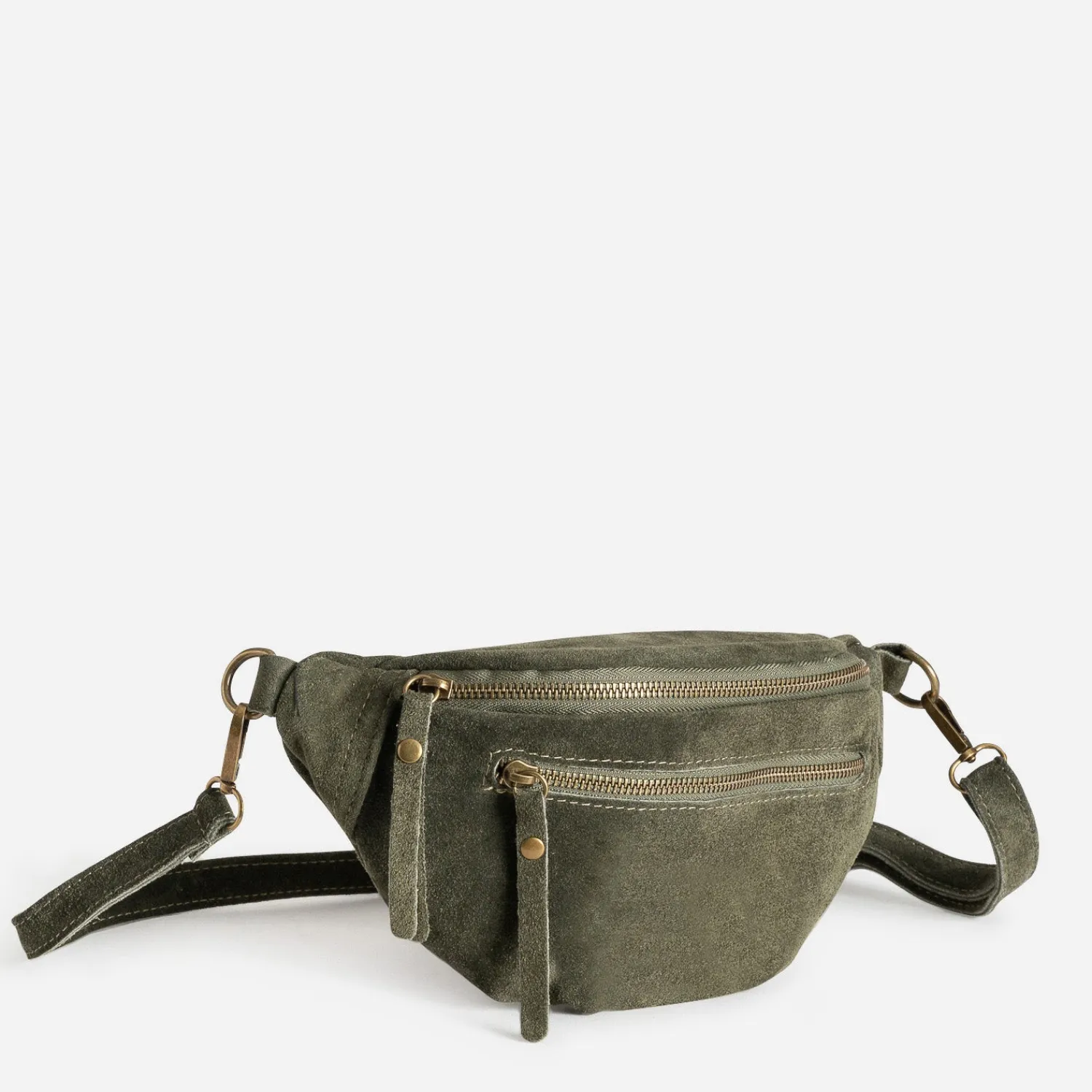 Texto Capsule Maroquinerie Cuir|Sacs Bananes & Bandoulières^Sac banane cuir velours KAKI