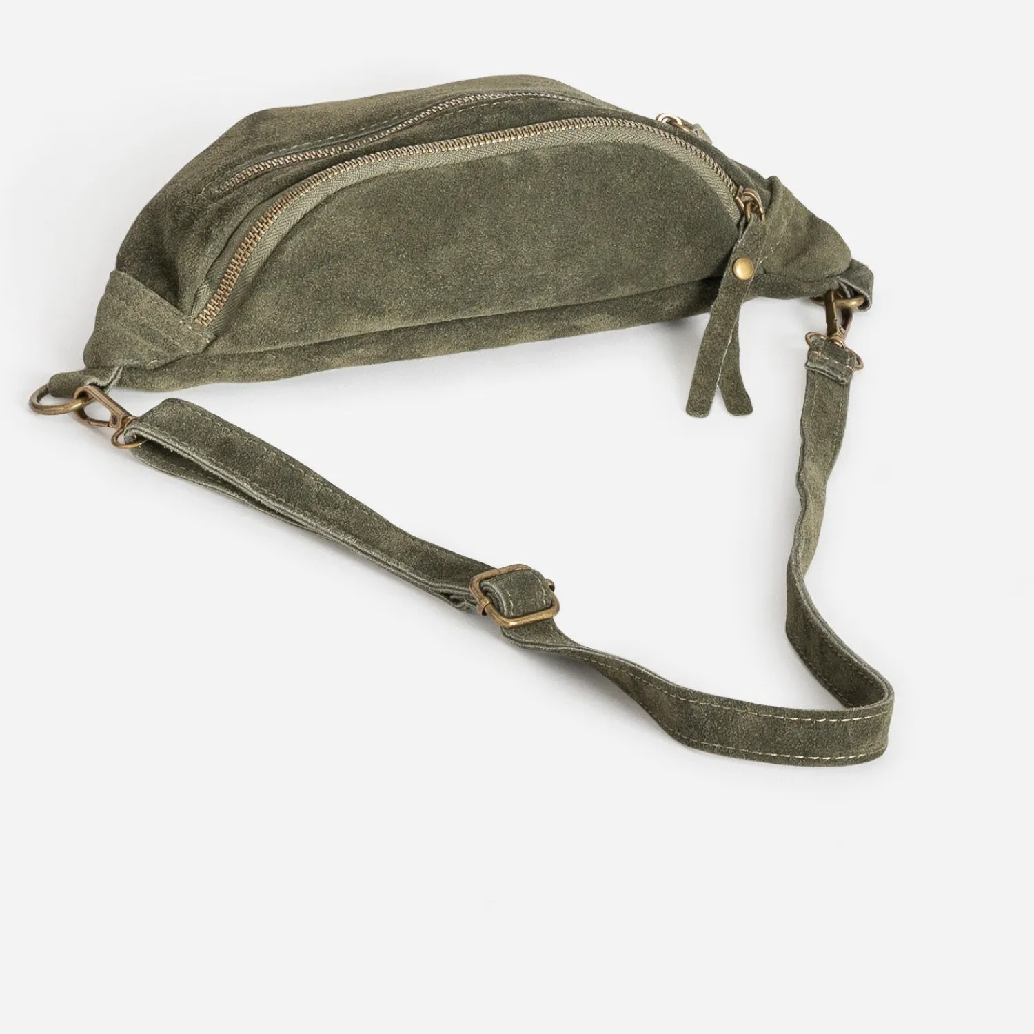 Texto Capsule Maroquinerie Cuir|Sacs Bananes & Bandoulières^Sac banane cuir velours KAKI