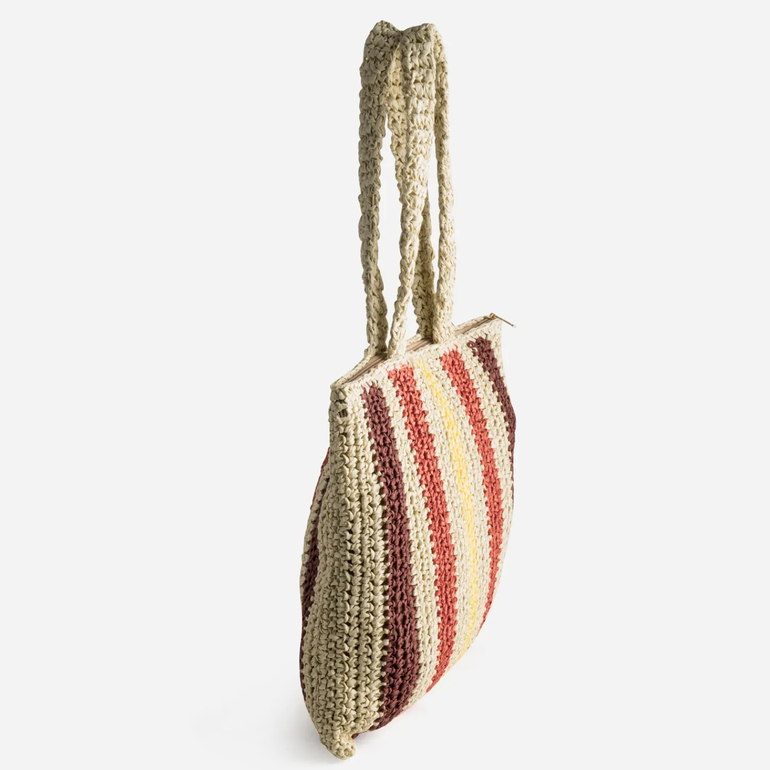 Eram Sacs Cabas^Sac beige paille papier motif rayures MULTICOLORE